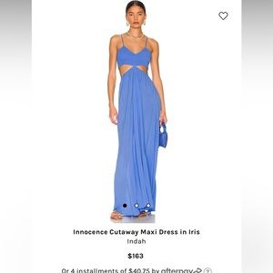 INDAH Blue Maxi dress size: Medium. Only worn once!